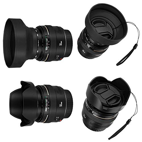 Veatree 55mm Lens Hood Set Compatible with Nikon D3400 D3500 D5500 D5600 D7500 DSLR Camera with AF-P DX 18-55mm f/3.5-5.6G VR Lens, Collapsible Rubber Hood + Reversible Tulip Flower Hood + Lens Cap - Image 3