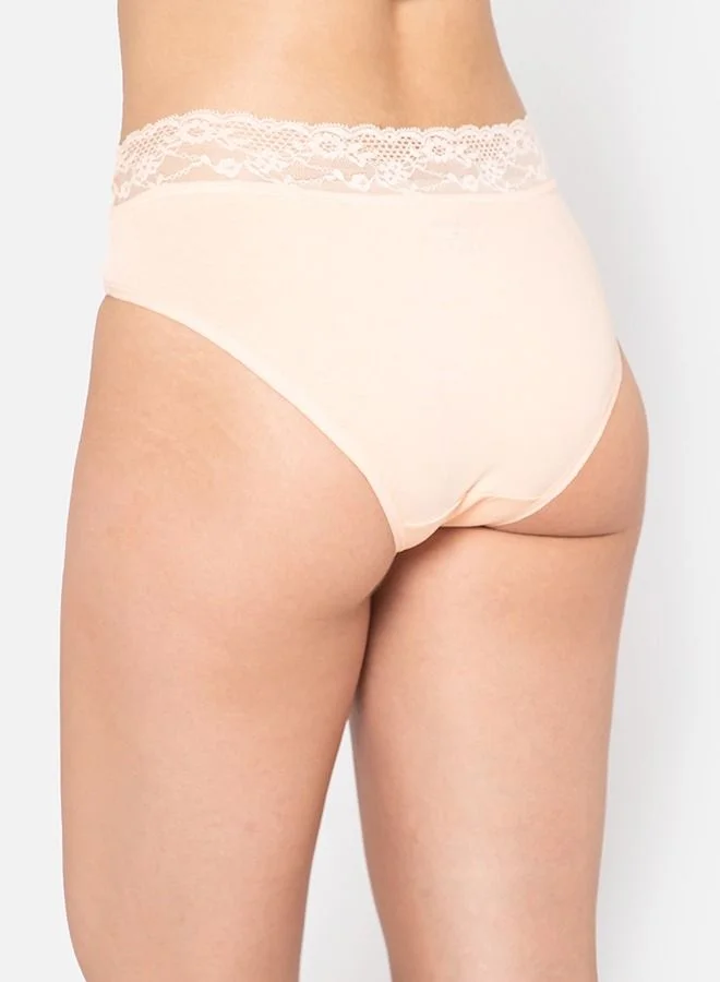 Clovia  Clovia Pack Of 3 Cotton Mid Waist Hipster Panty With Lace Waist  | Best Price UAE