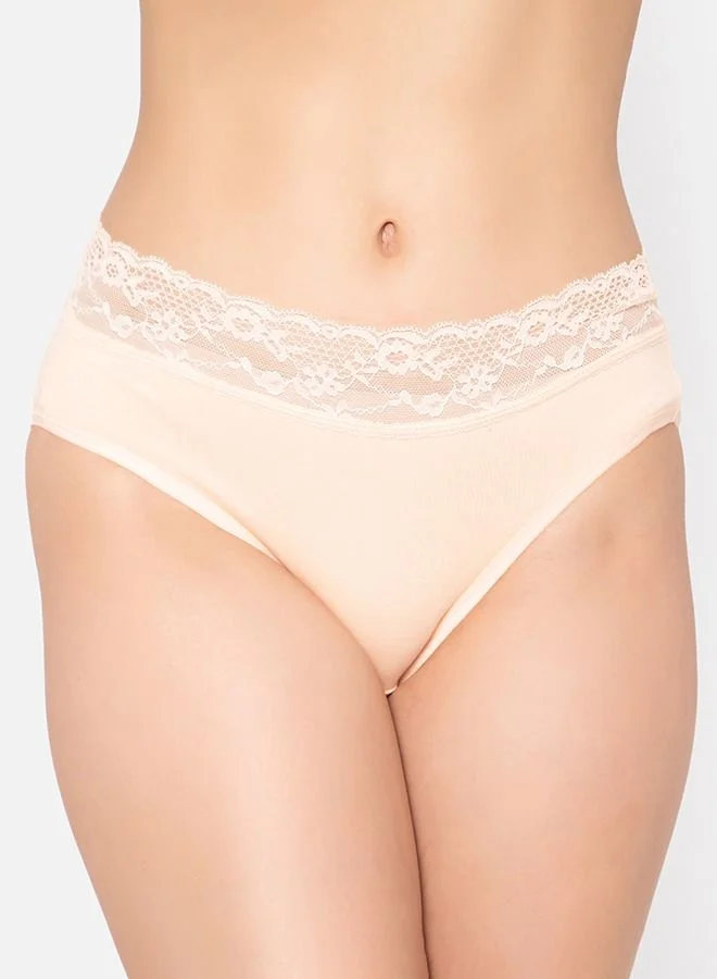 Clovia  Clovia Pack Of 3 Cotton Mid Waist Hipster Panty With Lace Waist  | Best Price UAE