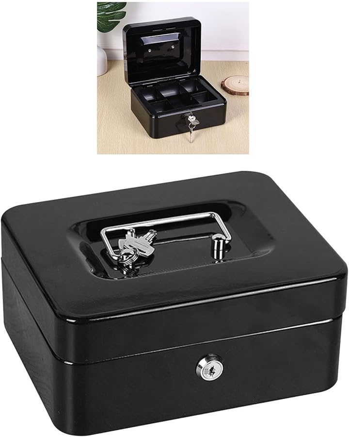 صندوق التخزين المعدني المضاد للحريق والصدمات من زيروديس بسعة كبيرة مع مفتاحين للسفر باللون الأسود - Image 5