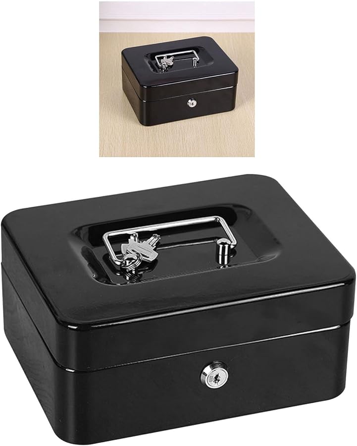 صندوق التخزين المعدني المضاد للحريق والصدمات من زيروديس بسعة كبيرة مع مفتاحين للسفر باللون الأسود - Image 3