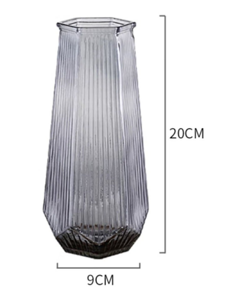 Jingke Glass Vase Simple Desktop Vase Living Room Decoration Ornaments Grey 20cm - Image 1