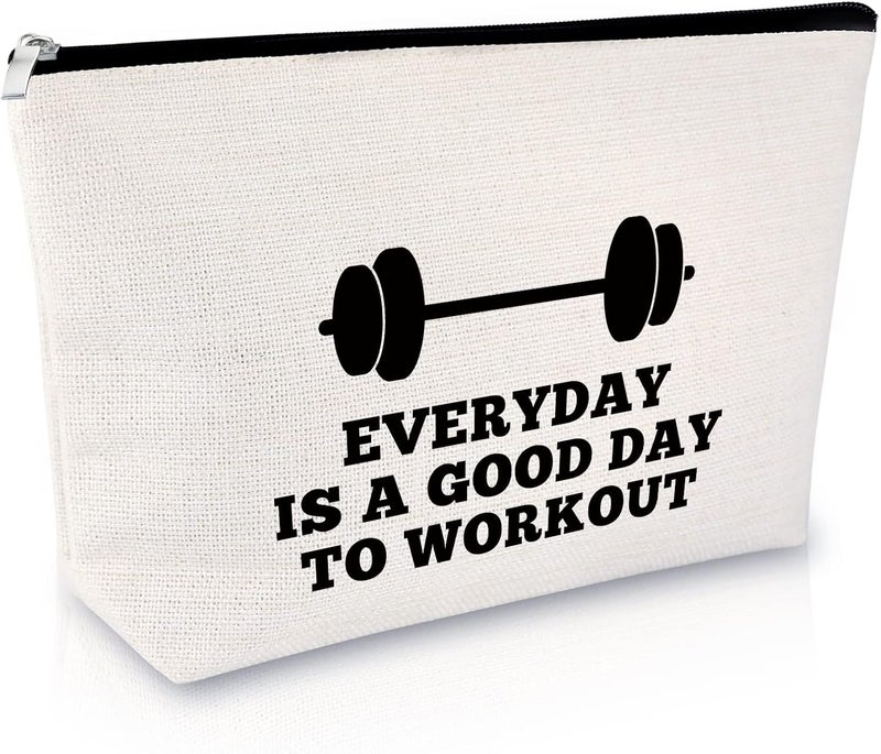 Sfodiary Workout Gift for Women Makeup Bag Weightlifting Fitness Gift Trainer Bodybuilding Gift Dumbbell Gift Inspirational Gift for Sister Friends Christmas Birthday Gift for Athletic Coach Cosmetic Bag