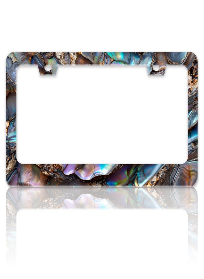 TINALUIN Faux Abalone License Plate Frame Stainless Steel Beautiful Abalone Shell License Plate Holder for Front and Rear Car Tags Funny for Car Decoration Accessories with Screws 6.3 X 12.2 in for Women Men - Image 1