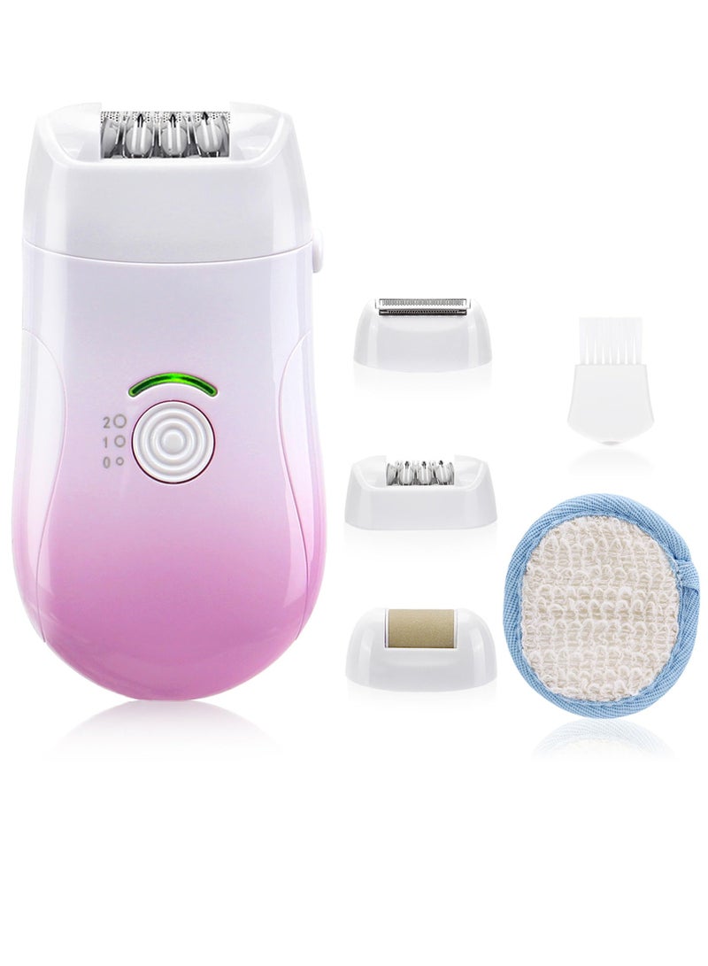 SYOSI ماكينة إزالة شعر الوجه الكهربائية للنساء، ماكينة إزالة شعر الوجه الذكية المحمولة والرطبة والجافة، سريعة وبطيئة، تعديل سرعتين، مقاومة للماء IPX6، ماكينة حلاقة للوجه بدون ألم 3 في 1 قابلة لإعادة الشحن عبر USB، ماكينة تشذيب البكيني - Image 1