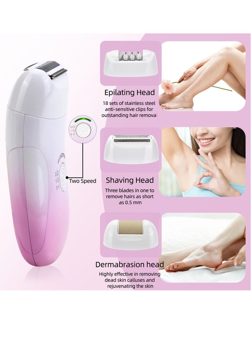 SYOSI ماكينة إزالة شعر الوجه الكهربائية للنساء، ماكينة إزالة شعر الوجه الذكية المحمولة والرطبة والجافة، سريعة وبطيئة، تعديل سرعتين، مقاومة للماء IPX6، ماكينة حلاقة للوجه بدون ألم 3 في 1 قابلة لإعادة الشحن عبر USB، ماكينة تشذيب البكيني - Image 2