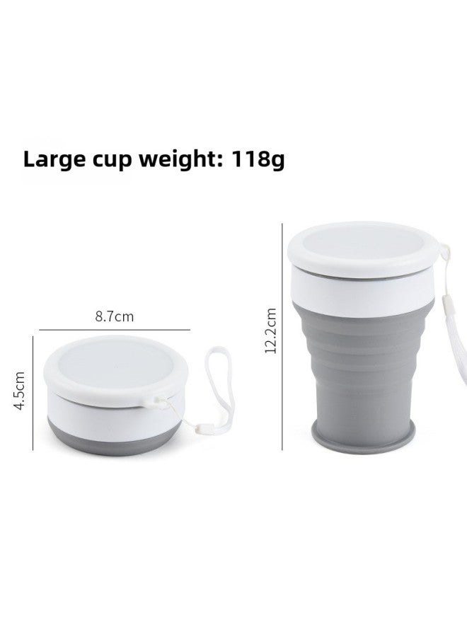 Portable Outdoor Silicone Folding Water Cup Travel Coffee Cup Stretch Water Cup Draining Lid Outdoor Sports Water Cup-Color:Nordic Powder-Capacity:100ML  - Image 3
