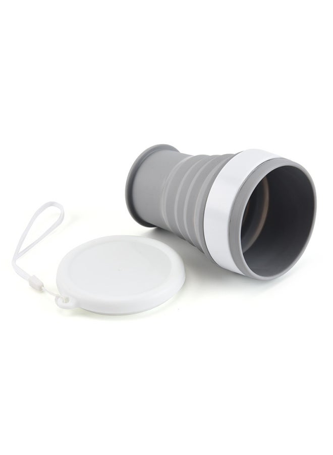 Portable Outdoor Silicone Folding Water Cup Travel Coffee Cup Stretch Water Cup Draining Lid Outdoor Sports Water Cup-Color:Nordic Powder-Capacity:100ML  - Image 4