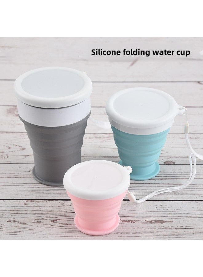 Portable Outdoor Silicone Folding Water Cup Travel Coffee Cup Stretch Water Cup Draining Lid Outdoor Sports Water Cup-Color:Nordic Powder-Capacity:100ML  - Image 2