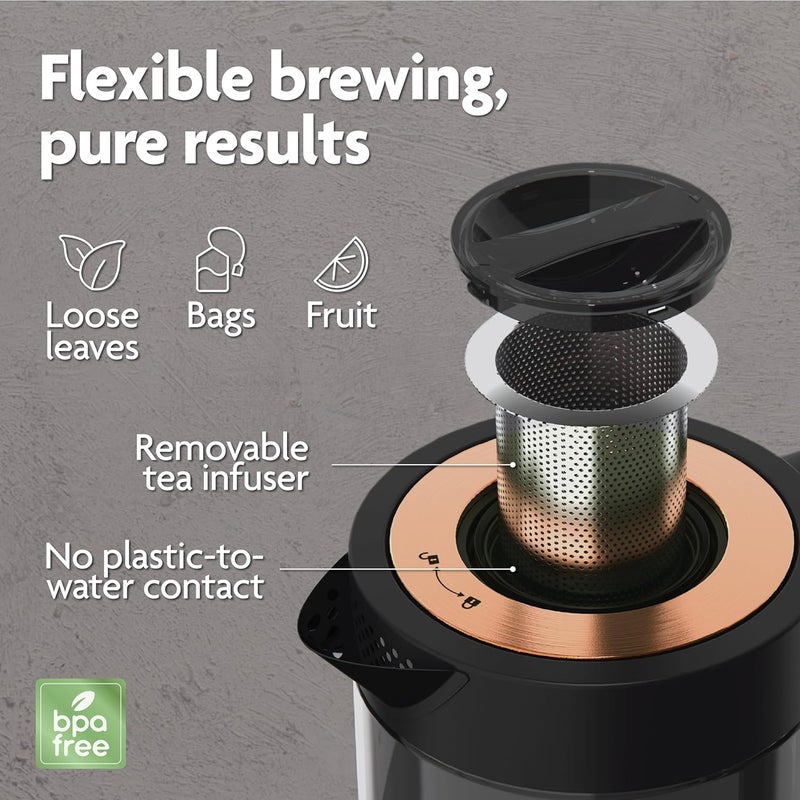 Vianté Luxury Tea Set. Electric Kettle with Infuser for Loose Leaf And Ceramic Serving Set. Teapot and Cup Set with Wooden Tray. Excellent Gift Idea For Tea Lovers. - Image 4