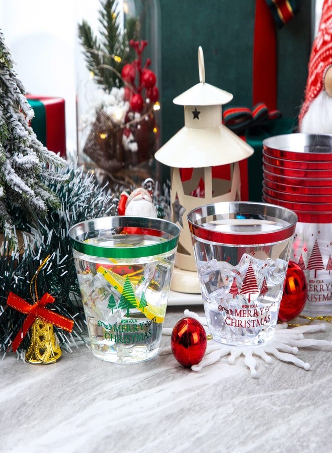 LUODA 60PCS 9 oz Christmas Party Cups, Merry Christmas Plastic Cup,Red and Green Edge Xmas Disposable Clear Cup for Party &Xmas Eve Decoration - Image 4