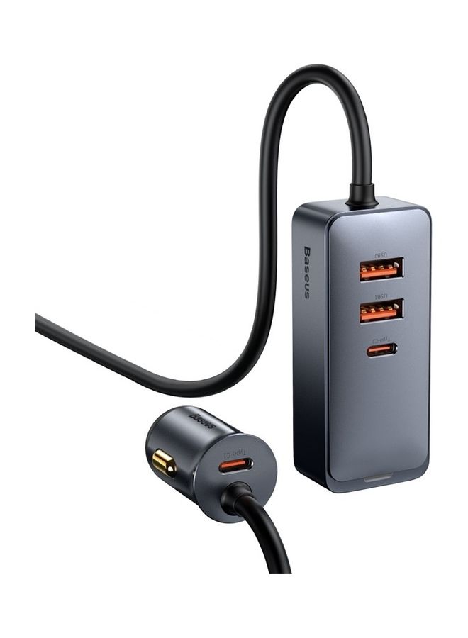 بيسوس شاحن سيارة بقوة 120 وات متعدد المنافذ USB ‎‎‎‎‎‎‎‎[QC3.0 & PD 3.0] ذو 4 منافذ شحن سريع بقوة 30 وات، منفذ USB C لأجهزة الهاتف/ أجهزة التابلت/ سويتش، وكابل بطول 5 أقدام للشحن في المقعد الخلفي - CCBT (منفذا USB + منفذي TYPE C) - Image 1