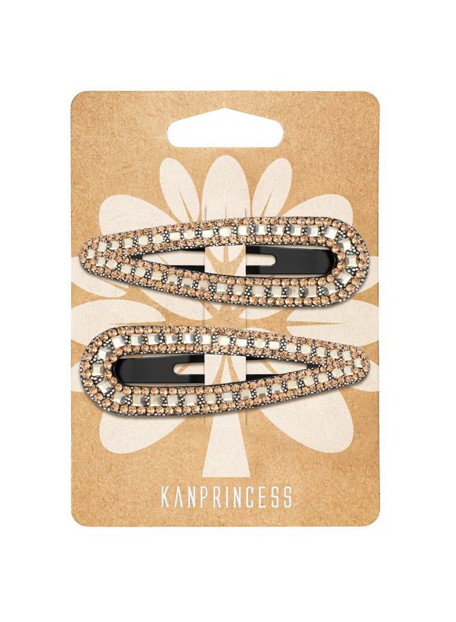 KANPRINCESS 2PCS Rhinestone Hair Clips,Snap Hair Accessories,Decorative Hair Clips,Rhinestone Barrettes For Women Girls(SET15) - Image 1