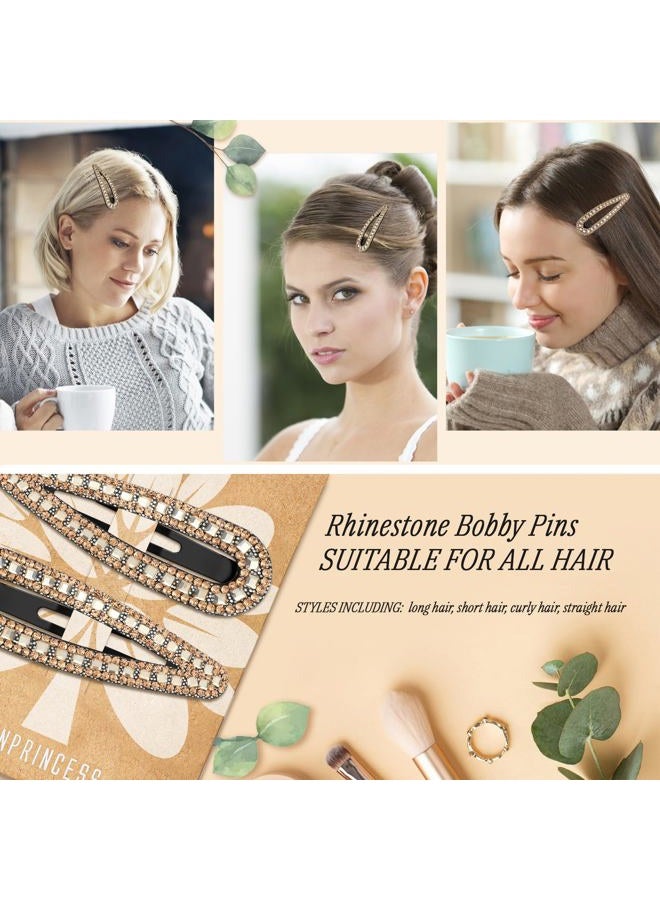 KANPRINCESS 2PCS Rhinestone Hair Clips,Snap Hair Accessories,Decorative Hair Clips,Rhinestone Barrettes For Women Girls(SET15) - Image 4