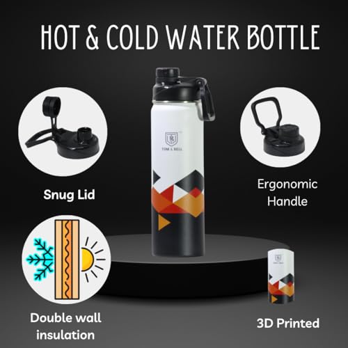 TOM  BELL TOM & BELL Thermosteel Insulated Water Bottle, 660ml, Hot and Cold Flask, Office, School, Handbag, Sports, Gym, Kitchen, Home, Trekking, Hiking, Travel Bottles (Snow, 660ml) - Image 4