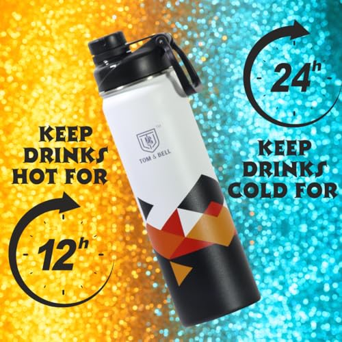 TOM  BELL TOM & BELL Thermosteel Insulated Water Bottle, 660ml, Hot and Cold Flask, Office, School, Handbag, Sports, Gym, Kitchen, Home, Trekking, Hiking, Travel Bottles (Snow, 660ml) - Image 2