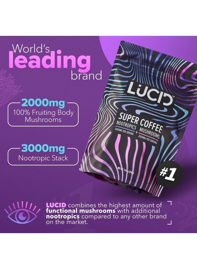 Lucid Superfood Organic Mushroom Coffee with Nootropics - Lion's Mane, Tremella, Cordyceps & Turkey Tail - Instant Mushroom Coffee Focus Brain Health - Alpha GPC, L-Theanine, Ginko Biloba - USA Made - Image 3