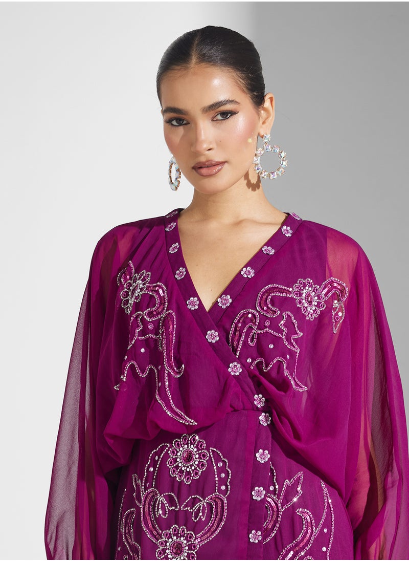 Amelia Rose Asymmetric Baloon Sleeve Dress  - Image 3