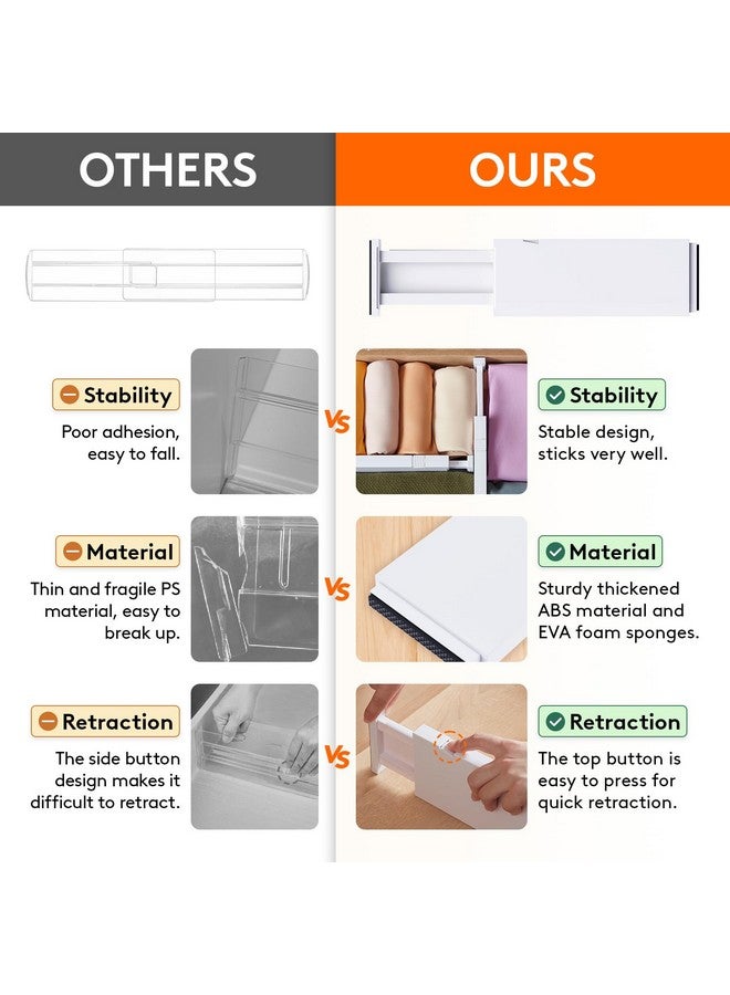 Lifewit 14 Pack Drawer Dividers 4" High, 11-17" Adjustable Drawer Organizers for Clothes, Expandable Dresser Separators in Bedroom/Bathroom/Kitchen/Fridge/Office Organization and Storage, White - Image 4