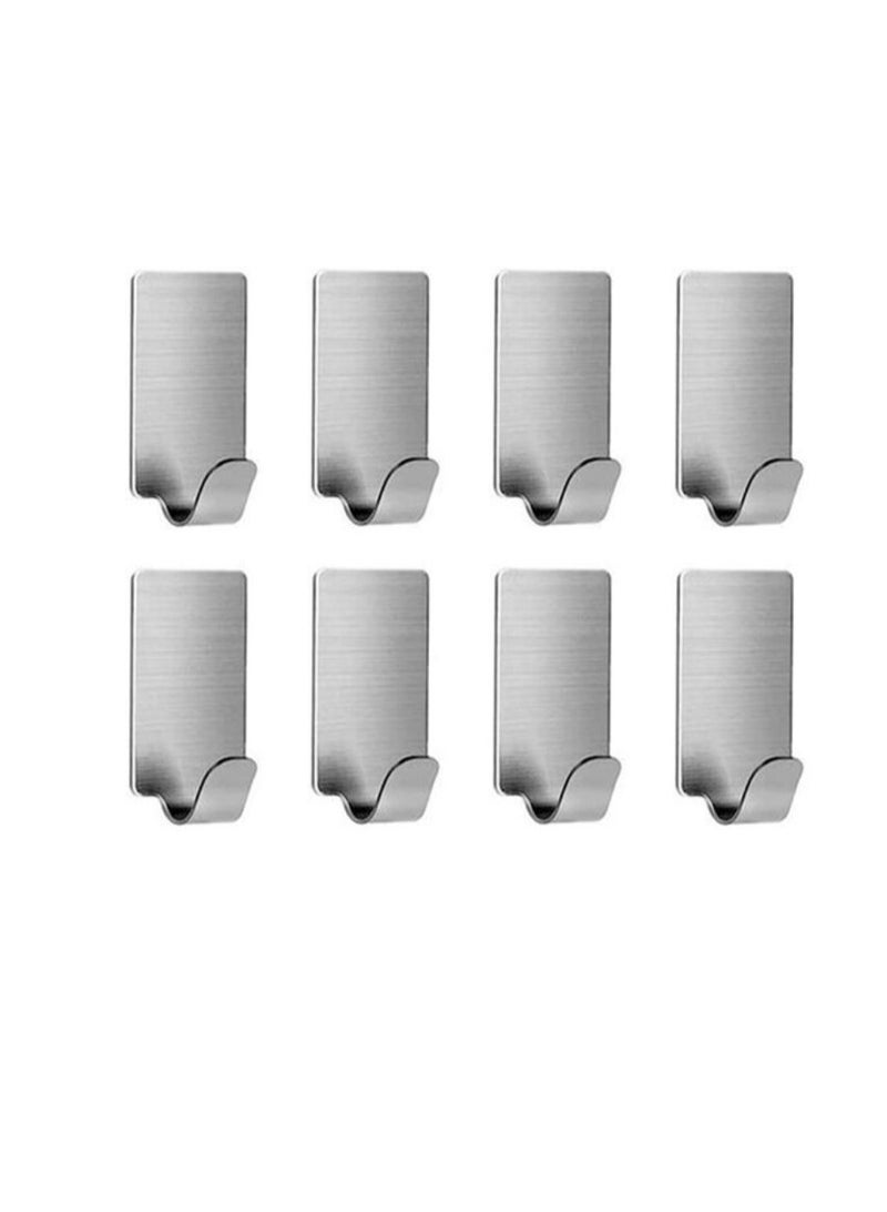 PROMASS 8 Pack 304 Stainless Steel Wall Hanger Hat Hooks Rack For Kitchen Bathroom Office Closet - Waterproof, No Drill Glue Needed  - Image 1