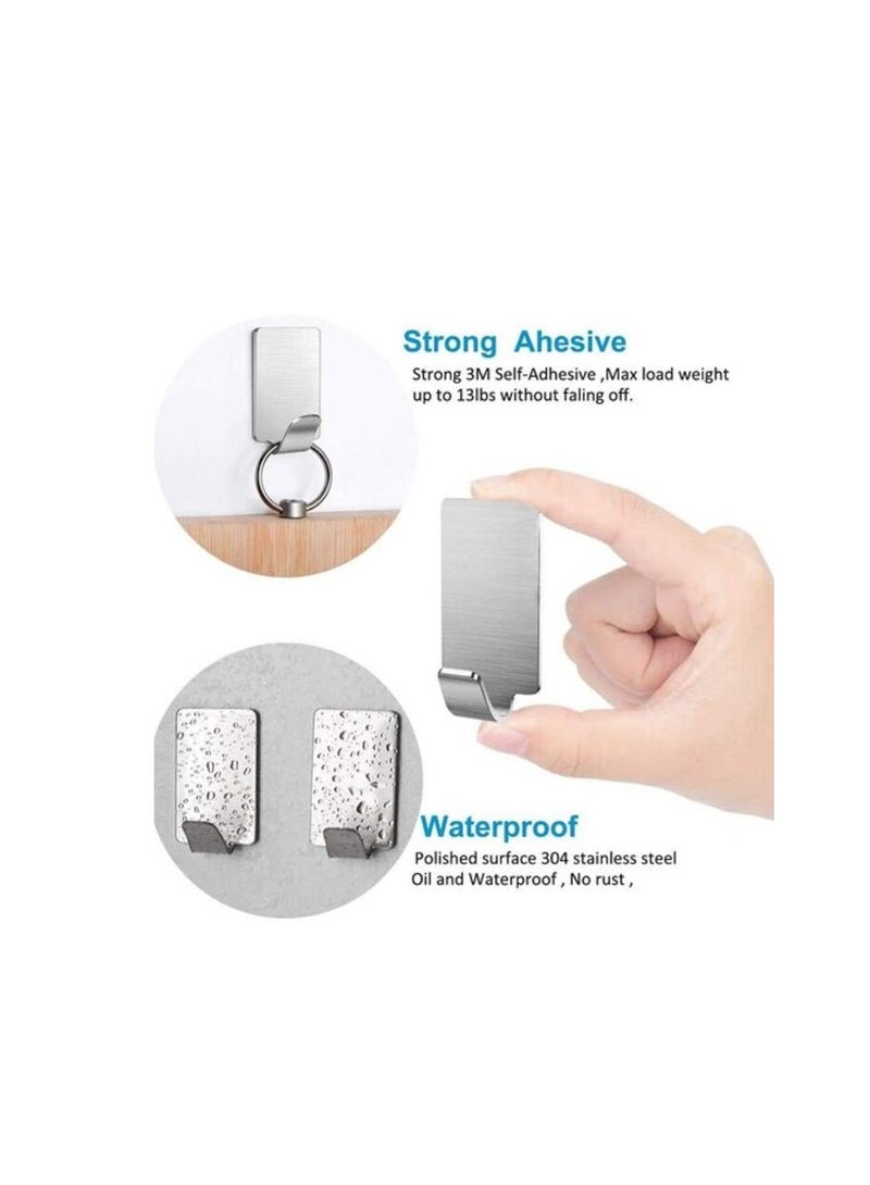 PROMASS 8 Pack 304 Stainless Steel Wall Hanger Hat Hooks Rack For Kitchen Bathroom Office Closet - Waterproof, No Drill Glue Needed  - Image 2