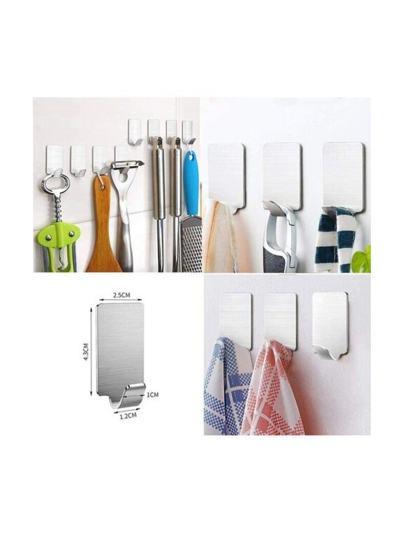 PROMASS 8 Pack 304 Stainless Steel Wall Hanger Hat Hooks Rack For Kitchen Bathroom Office Closet - Waterproof, No Drill Glue Needed  - Image 3