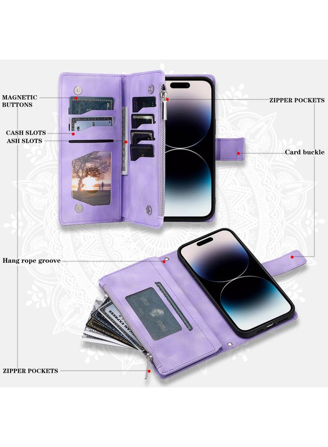 S-TOP Case For iPhone 16 Pro Multi-Card Totem Zipper Leather Phone Case - Image 4