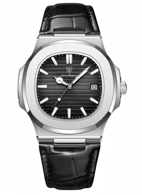 Ultra Thin Waterproof Men's Watch with Calendar, Mineral Glass, and Unique Octagonal Case Design
