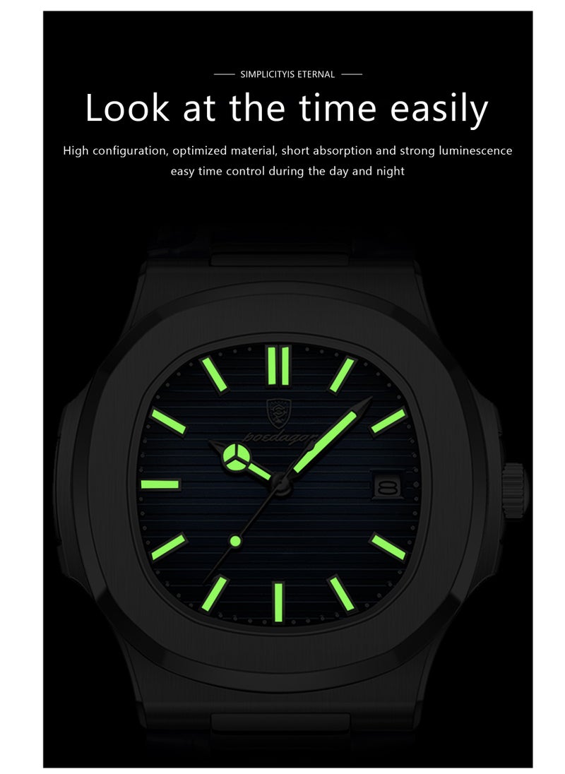 Ultra Thin Waterproof Men's Watch with Calendar, Mineral Glass, and Unique Octagonal Case Design