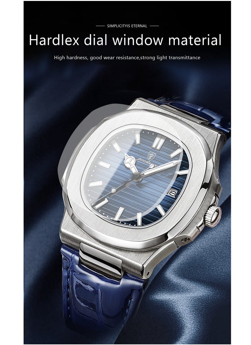 Ultra Thin Waterproof Men's Watch with Calendar, Mineral Glass, and Unique Octagonal Case Design