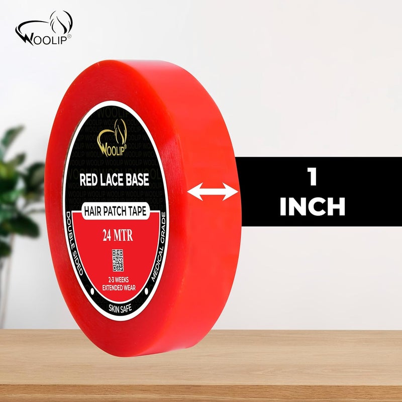 Woolip Hair Patch Tape For Men - Super Ultra Hold Up To 2-3 Weeks | Waterproof Wig Tape For Men | 1 Inch Cotton Material | Double sided RedTape for Hair Patch - 24M - Image 5