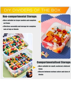 Excefore Kids Toy Storage Box for Lego Miniature Containers Bins with Base Plates Lids Stackable Building Blocks Organizers Stackable Storage Container Compartments Building Blocks Puzzle Board Game Chest  - Image 2