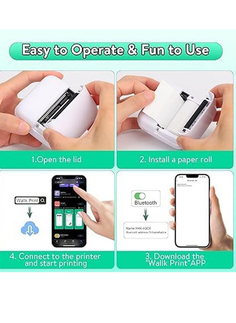 Mini Printer Sticker Maker Inkless Printer Portable Bluetooth Thermal Pocket Photo Printer for Study Notes, Stickers, Photos - Image 3