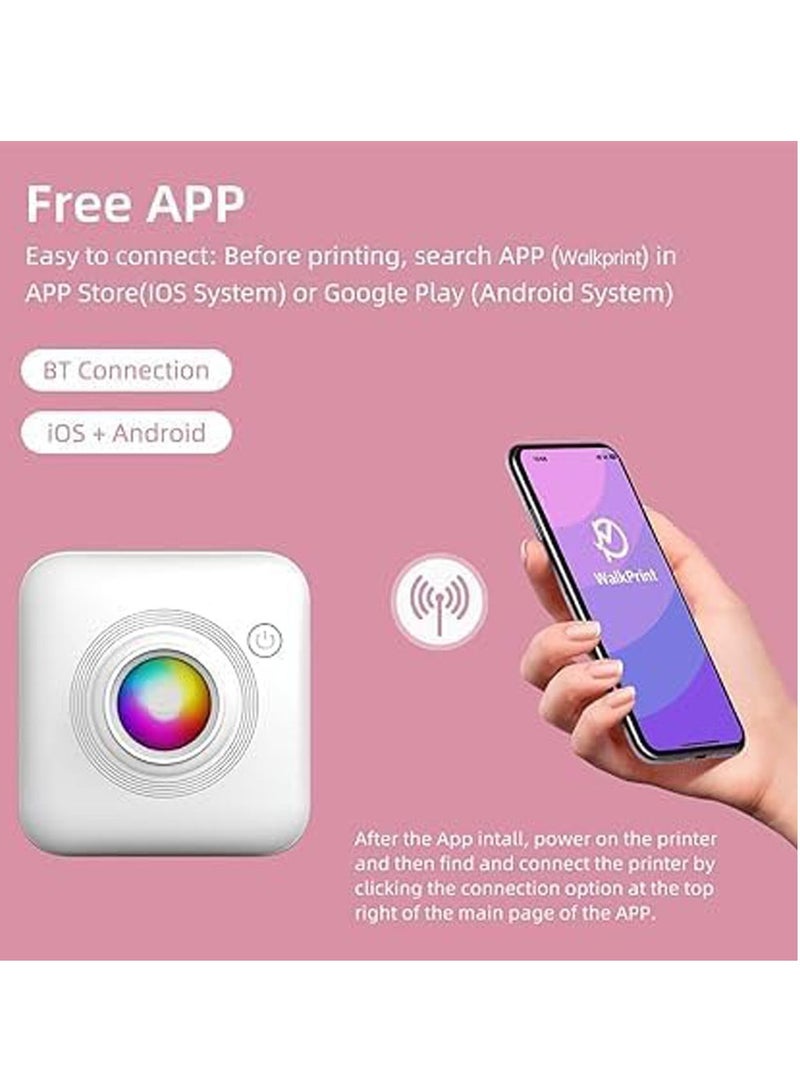 Mini Printer Sticker Maker Inkless Printer Portable Bluetooth Thermal Pocket Photo Printer for Study Notes, Stickers, Photos - Image 2