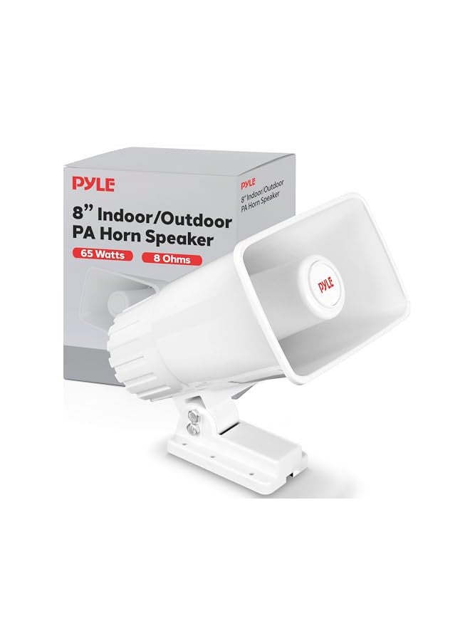 Pyle Pyle Indoor/Outdoor PA Horn Speaker - 8 Portable PA Speaker with 8 Ohms Impedance & 65 Watts Peak Power - Mounting Bracket & Hardware Included PHSP5, White  - Image 1