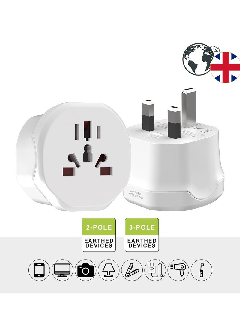 بلو أوشن من العالم إلى الإمارات العربية المتحدة المملكة المتحدة المملكة العربية السعودية HK 3-Pin محول السفر ، قابس محول مع مصهر 13 أمبير ، حزمة من اثنين - Image 5