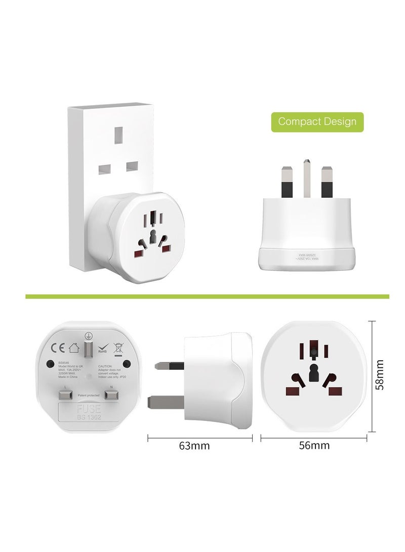 بلو أوشن من العالم إلى الإمارات العربية المتحدة المملكة المتحدة المملكة العربية السعودية HK 3-Pin محول السفر ، قابس محول مع مصهر 13 أمبير ، حزمة من اثنين - Image 4