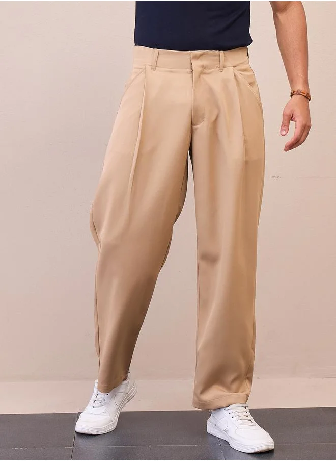 ماسكلن ساسافراس Mascln Sassafras Mid Rise Straight Fit Pleated Trousers