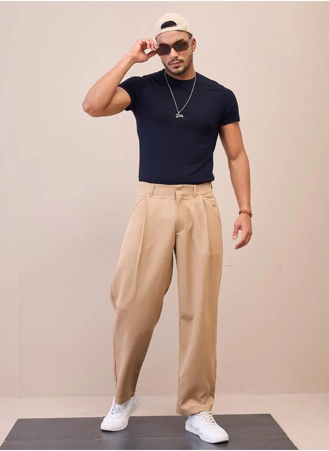 ماسكلن ساسافراس Mascln Sassafras Mid Rise Straight Fit Pleated Trousers