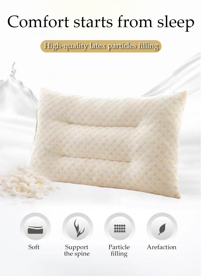 DUNISO 1Pair of Sleep Pillow Natural Premium Latex Pillow Ergonomically Comfortable Medium Support Sleeping Bed Pillows with Breathable Knitted Pillowcase Relief Neck Shoulder Pain for Side, Back, and Stomach Sleeper - Image 3