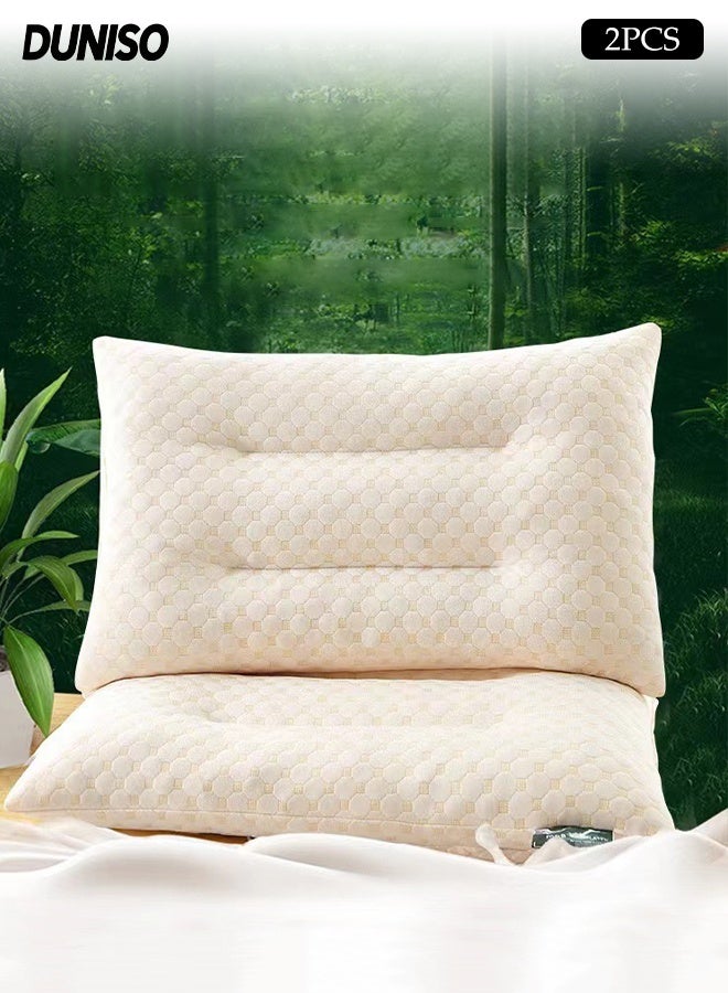 DUNISO 1Pair of Sleep Pillow Natural Premium Latex Pillow Ergonomically Comfortable Medium Support Sleeping Bed Pillows with Breathable Knitted Pillowcase Relief Neck Shoulder Pain for Side, Back, and Stomach Sleeper - Image 1