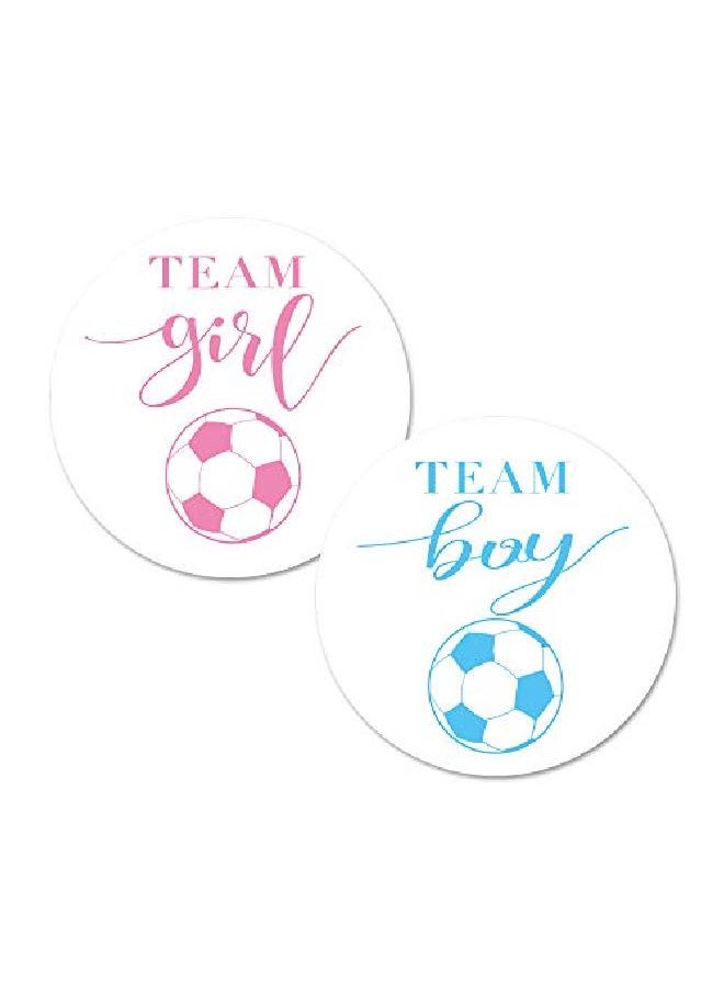 MAGJUCHE - Soccer Gender Reveal Stickers 40 2 Inch Team Girl Team Boy Baby Shower Party Sticker Labels - Image 1