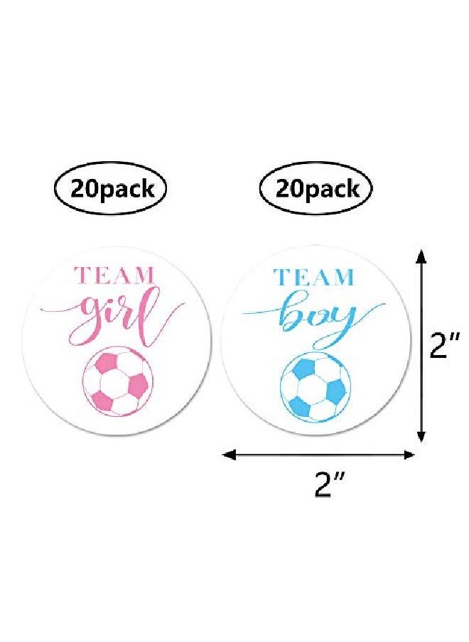 MAGJUCHE - Soccer Gender Reveal Stickers 40 2 Inch Team Girl Team Boy Baby Shower Party Sticker Labels - Image 1