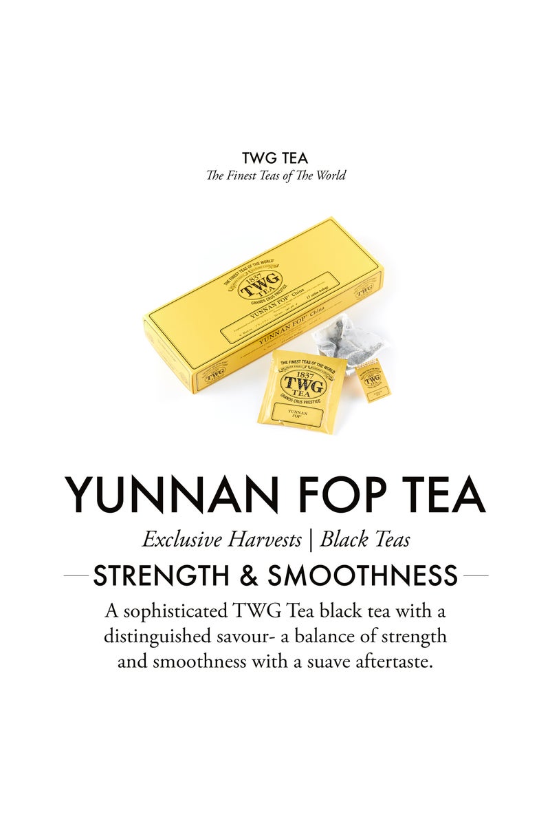 TWG Tea Yunnan FOP, Black Tea Blend in 15 Hand Sewn Cotton Tea Bags in Giftbox, 37.5g - Image 3