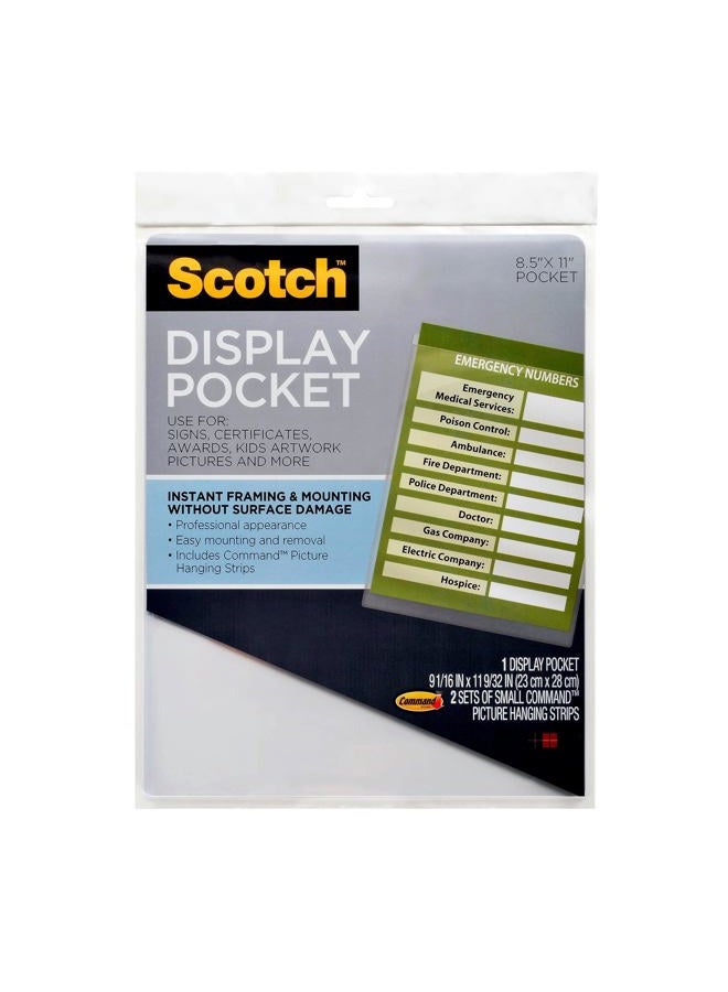 Scotch  WL854C Display Pocket, Removable Interlocking Fasteners, Plastic, 8-1/2 x 11, Clear - Image 1