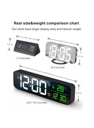Digital Clock, Digital Clock Large Display, LED Digital Alarm Clock for Living Room, Rechargeable, Sound-Activated, Snooze, Date &Temp Display Digital Wall Clock, for Bedroom Kitchen Office, Black - view 2