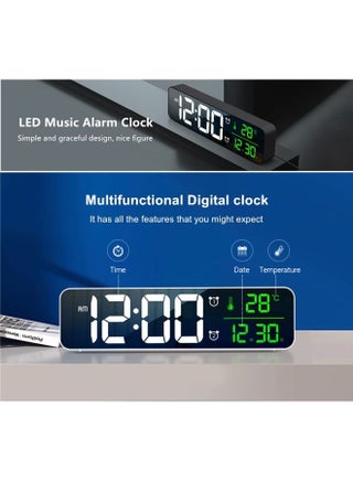 Digital Clock, Digital Clock Large Display, LED Digital Alarm Clock for Living Room, Rechargeable, Sound-Activated, Snooze, Date &Temp Display Digital Wall Clock, for Bedroom Kitchen Office, Black - view 4