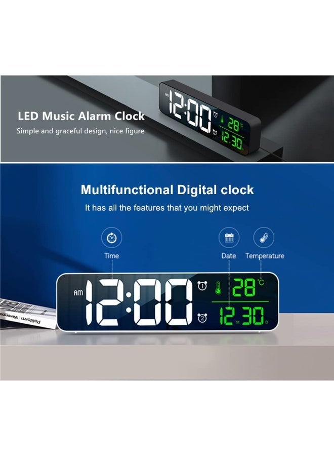 Topleo Digital Clock, Digital Clock Large Display, LED Digital Alarm Clock for Living Room, Rechargeable, Sound-Activated, Snooze, Date &Temp Display Digital Wall Clock, for Bedroom Kitchen Office, Black - Image 4