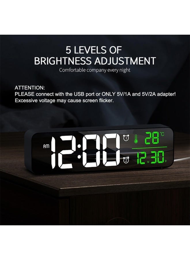 Topleo Digital Clock, Digital Clock Large Display, LED Digital Alarm Clock for Living Room, Rechargeable, Sound-Activated, Snooze, Date &Temp Display Digital Wall Clock, for Bedroom Kitchen Office, Black - Image 5