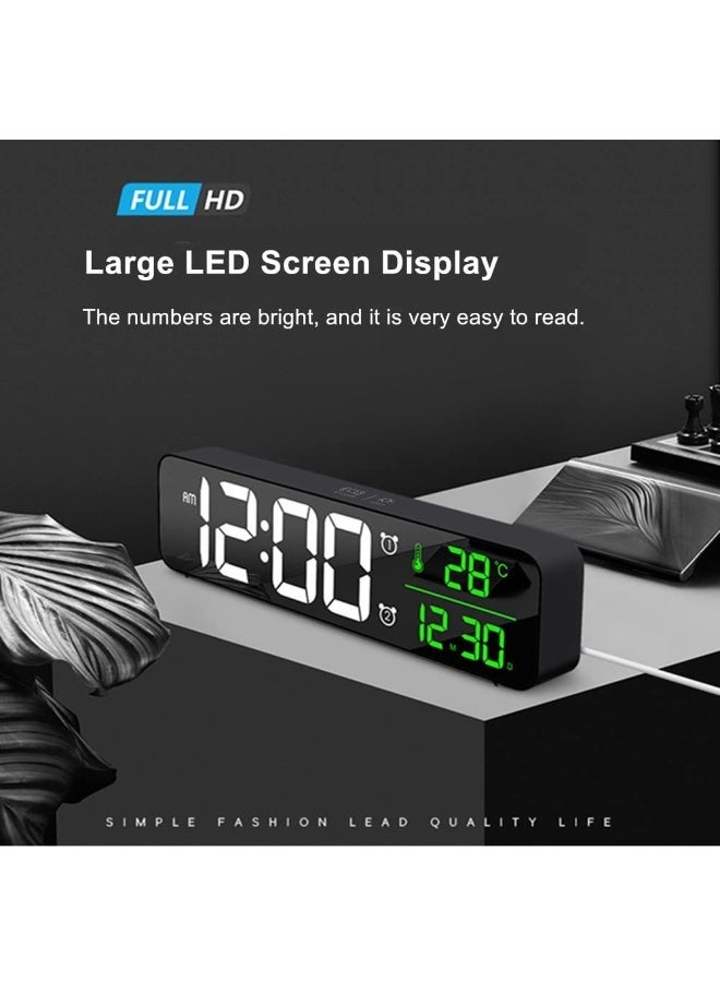 Topleo Digital Clock, Digital Clock Large Display, LED Digital Alarm Clock for Living Room, Rechargeable, Sound-Activated, Snooze, Date &Temp Display Digital Wall Clock, for Bedroom Kitchen Office, Black - Image 3